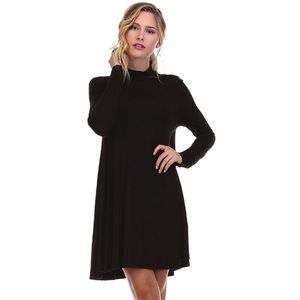 Black Mock Neck Swing Dress